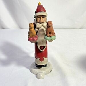 Demdaco Santa SOON WOULD BE THERE Holding Cat &‎ Dog Pets Rhett Johnson 2005 9"